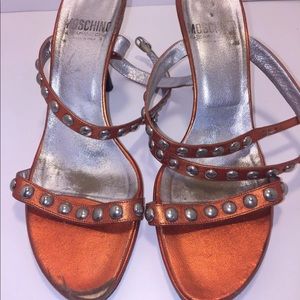 Moschino VTG Studded Orange Heels Strappy Sandals